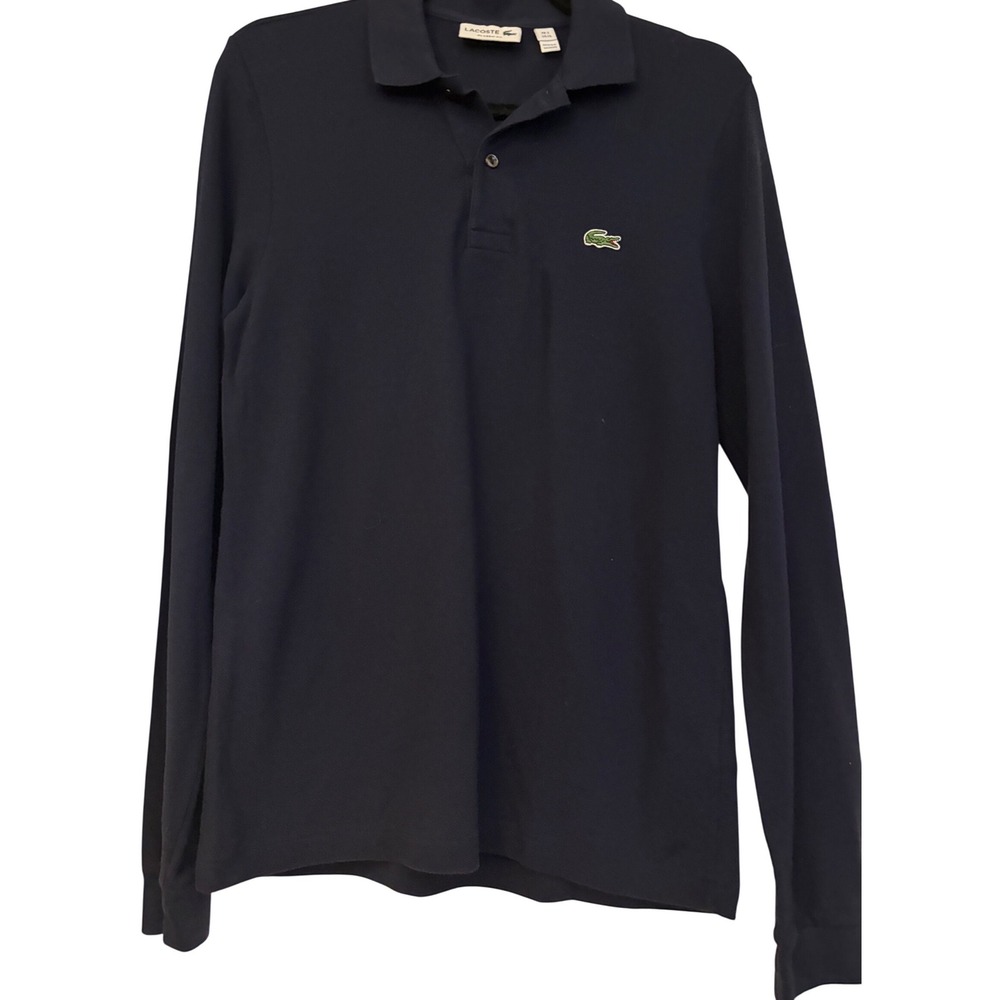 Lacoste Mens Classic Fit Long Sleeve Pique Polo Shirt Navy Blue FR 2 US XS